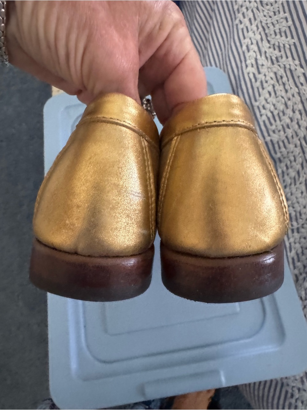 Bass Women's Metallic Gold Penny Loafers - Picture 3 of 7